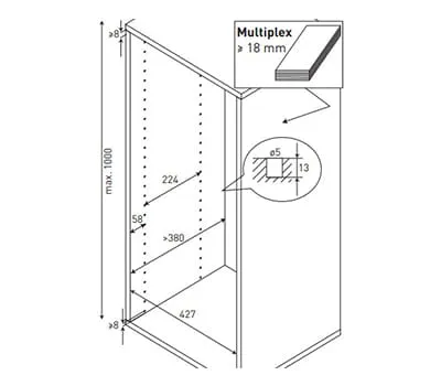 Crear las filas de agujeros